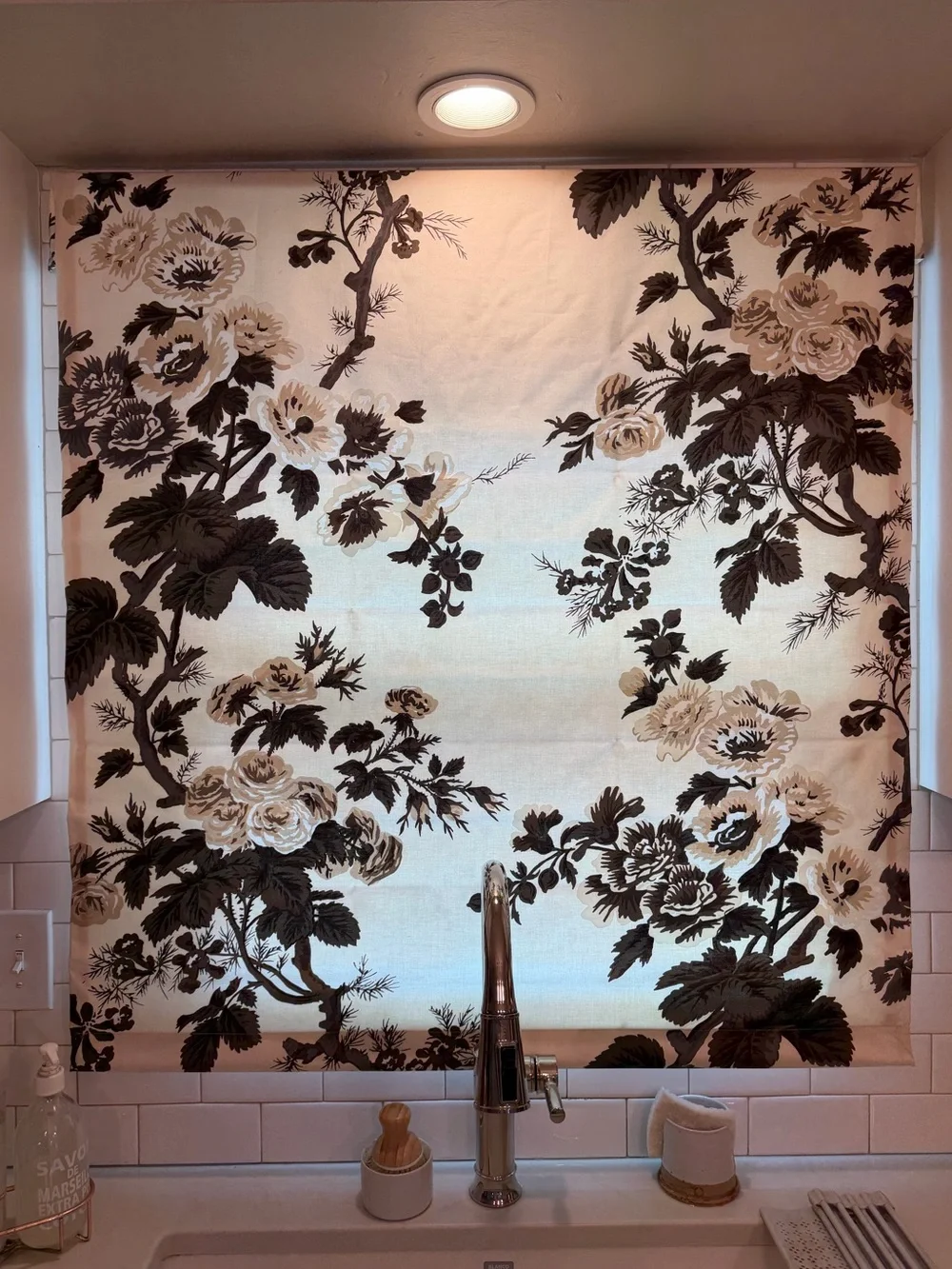 Custom Roman Shade in Schumacher Pyne Hollyhock